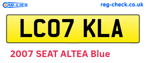 LC07KLA are the vehicle registration plates.