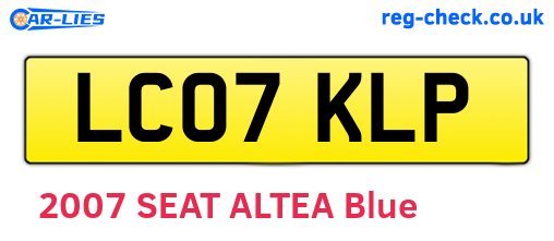 LC07KLP are the vehicle registration plates.