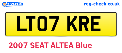 LT07KRE are the vehicle registration plates.