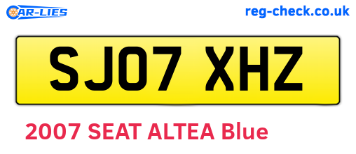 SJ07XHZ are the vehicle registration plates.