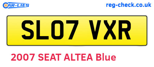 SL07VXR are the vehicle registration plates.
