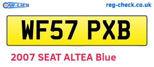WF57PXB are the vehicle registration plates.