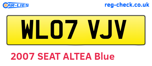 WL07VJV are the vehicle registration plates.