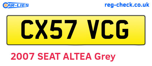 CX57VCG are the vehicle registration plates.
