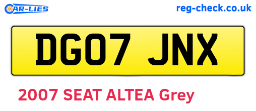 DG07JNX are the vehicle registration plates.
