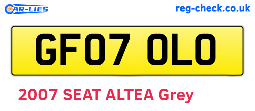 GF07OLO are the vehicle registration plates.