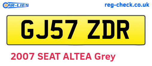 GJ57ZDR are the vehicle registration plates.