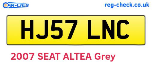 HJ57LNC are the vehicle registration plates.