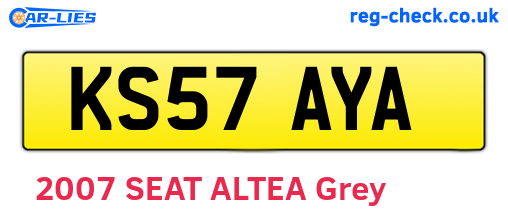 KS57AYA are the vehicle registration plates.