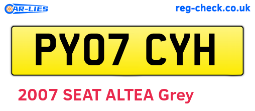 PY07CYH are the vehicle registration plates.