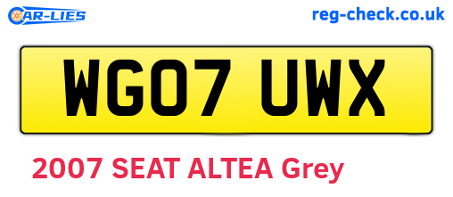 WG07UWX are the vehicle registration plates.