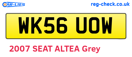 WK56UOW are the vehicle registration plates.