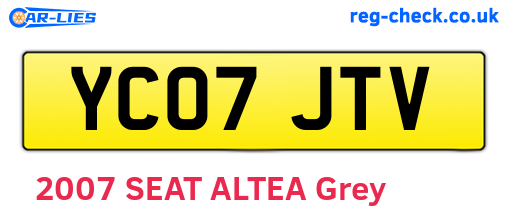 YC07JTV are the vehicle registration plates.