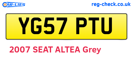 YG57PTU are the vehicle registration plates.