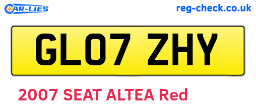 GL07ZHY are the vehicle registration plates.