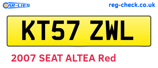 KT57ZWL are the vehicle registration plates.