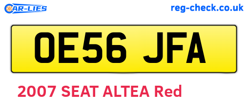 OE56JFA are the vehicle registration plates.