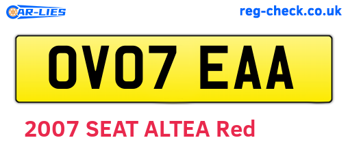OV07EAA are the vehicle registration plates.