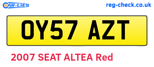 OY57AZT are the vehicle registration plates.