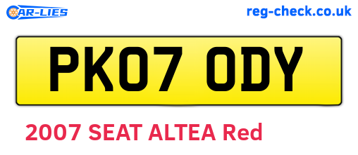 PK07ODY are the vehicle registration plates.