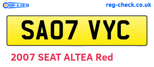 SA07VYC are the vehicle registration plates.