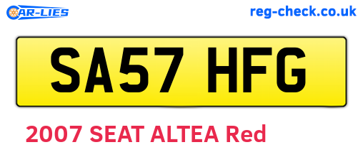 SA57HFG are the vehicle registration plates.