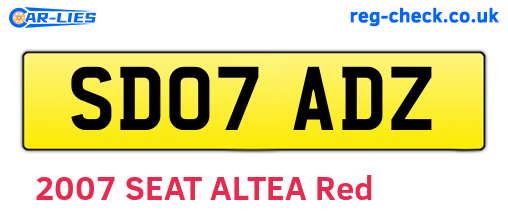 SD07ADZ are the vehicle registration plates.