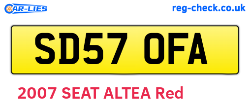 SD57OFA are the vehicle registration plates.