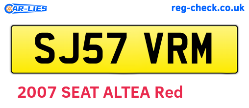SJ57VRM are the vehicle registration plates.