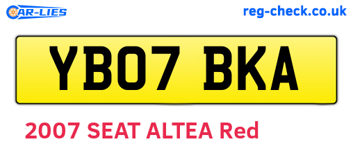 YB07BKA are the vehicle registration plates.