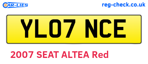 YL07NCE are the vehicle registration plates.