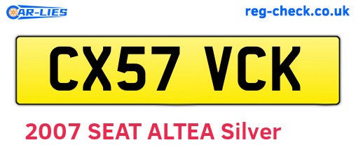 CX57VCK are the vehicle registration plates.