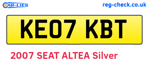 KE07KBT are the vehicle registration plates.