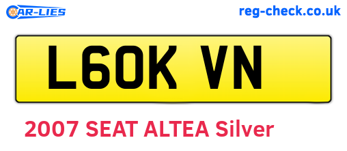 L60KVN are the vehicle registration plates.