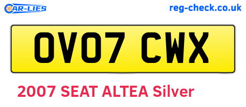 OV07CWX are the vehicle registration plates.