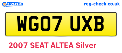 WG07UXB are the vehicle registration plates.