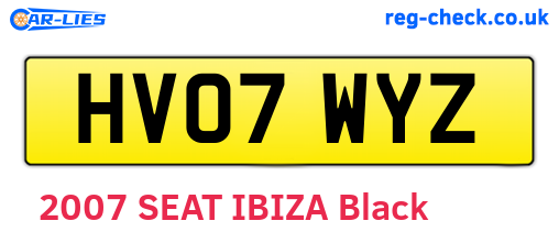 HV07WYZ are the vehicle registration plates.