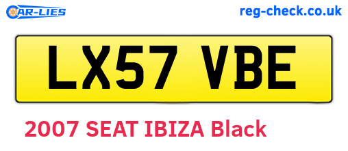 LX57VBE are the vehicle registration plates.