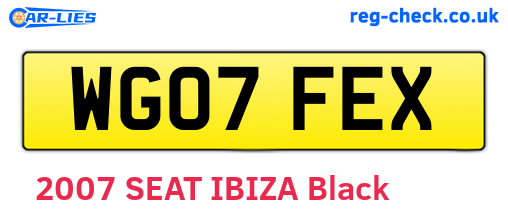 WG07FEX are the vehicle registration plates.