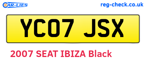 YC07JSX are the vehicle registration plates.