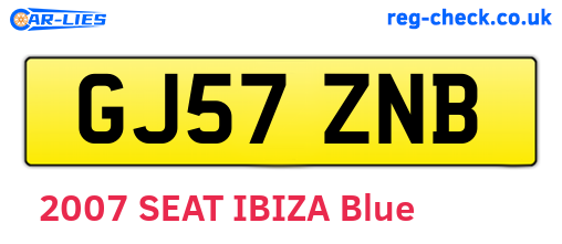 GJ57ZNB are the vehicle registration plates.