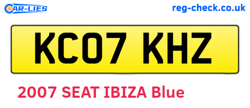 KC07KHZ are the vehicle registration plates.