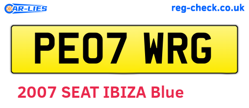 PE07WRG are the vehicle registration plates.
