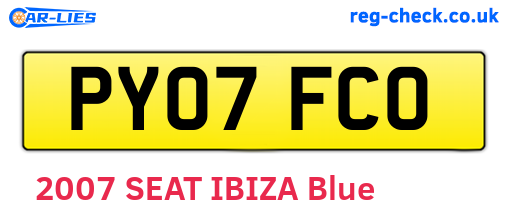 PY07FCO are the vehicle registration plates.