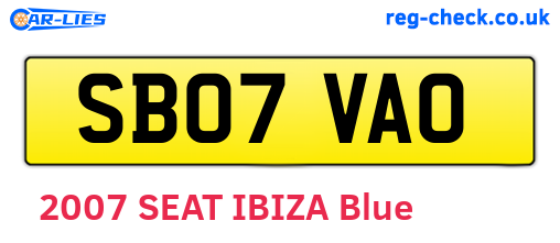 SB07VAO are the vehicle registration plates.
