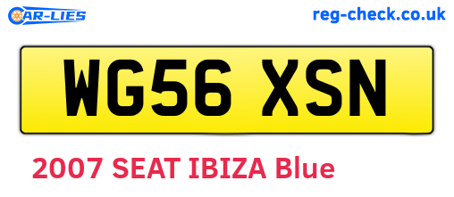 WG56XSN are the vehicle registration plates.