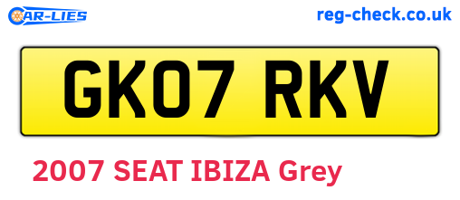 GK07RKV are the vehicle registration plates.
