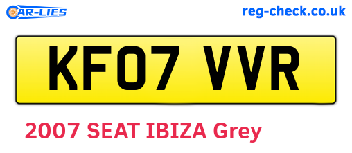 KF07VVR are the vehicle registration plates.