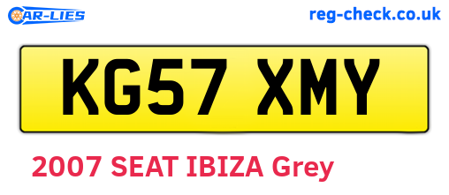 KG57XMY are the vehicle registration plates.