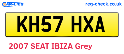 KH57HXA are the vehicle registration plates.